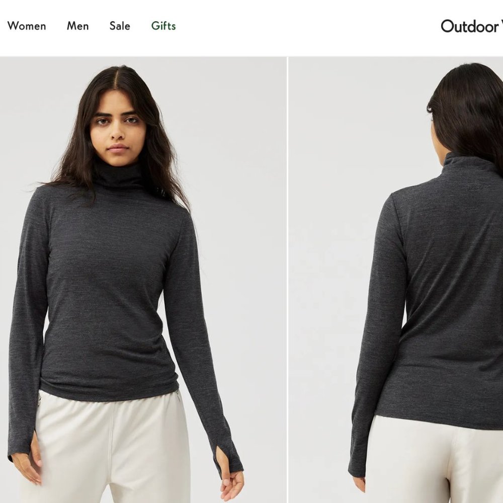 Outdoor Voices Merino Wool Turtleneck in Charcoal - NWT